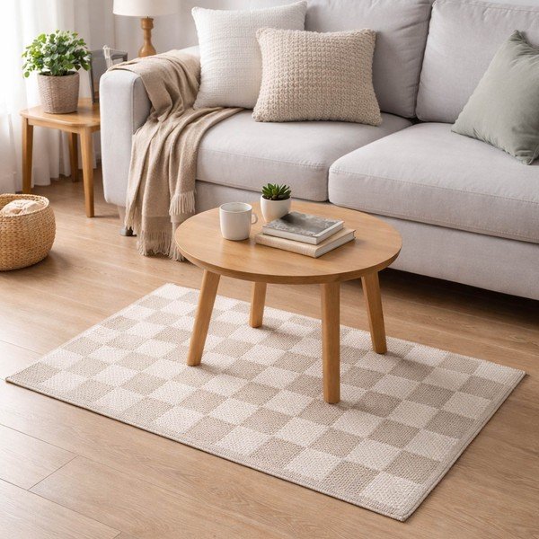 Dabīga toņa mazgājams paklājs no kokvilnas maisījuma 50x80 cm Jenna – douceur d'intérieur-image-2