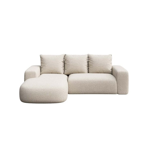 Krēmkrāsas stūra dīvāns no buklē auduma (kreisais stūris) Feiro – MESONICA
