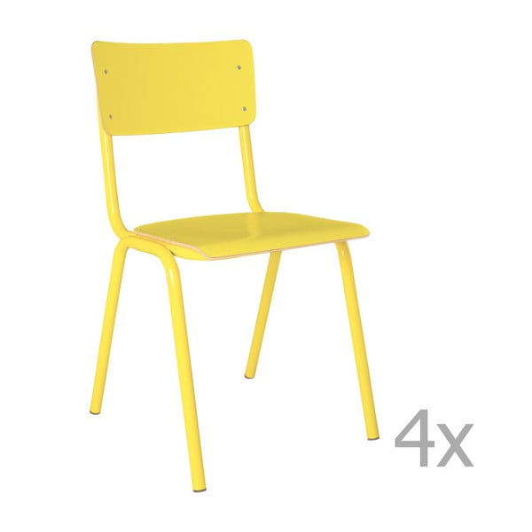 4 dzelteno Zuiver krēslu komplekts, kas paredzēti skolas gaitām