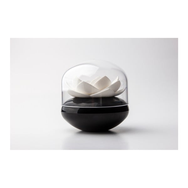 Melni balts vates kociņu turētājs Qualy&CO Lotus Cotton Bud