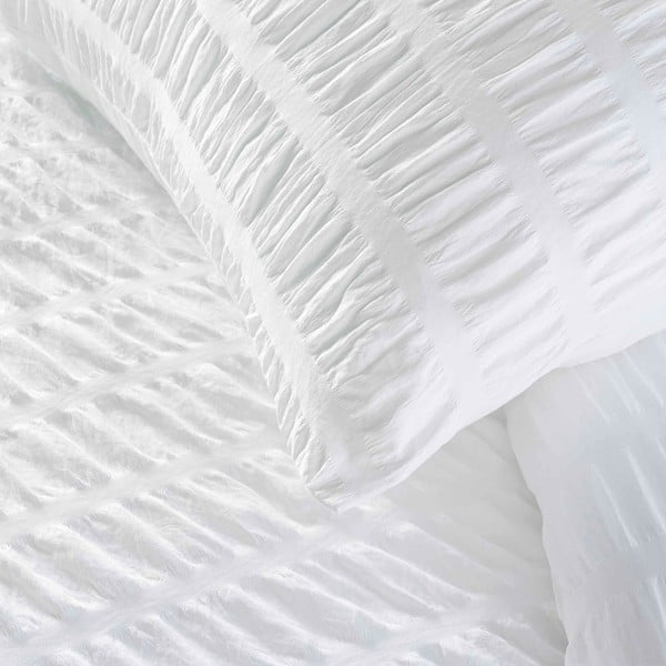 Balta vienguļamā gultas veļa no krepa auduma 140x200 cm Plissia – douceur d'intérieur-image-1