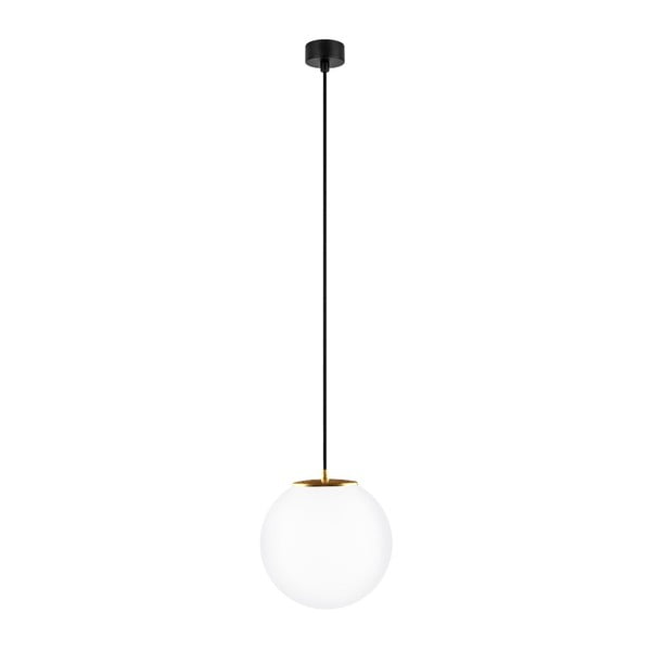 Balta piekaramā lampa ar melnu kabeli un zelta detaļām Sotto Luce Tsuri, ⌀ 25 cm