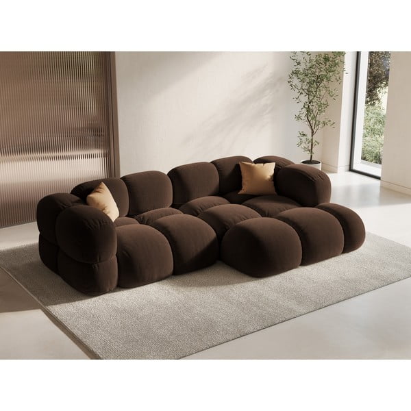 Tumši brūns samta stūra dīvāns (ar labo stūri/ar zvilni) Loretto – Cosmopolitan Design-image-1