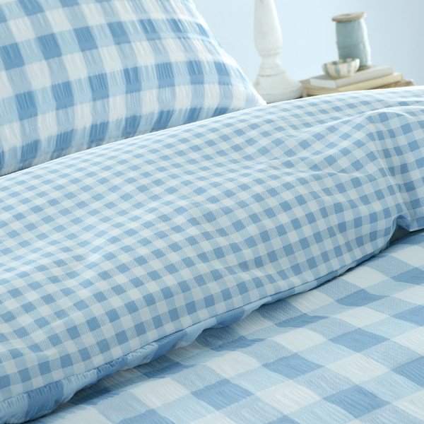 Zila divguļamā gultas veļa 200x200 cm Seersucker Gingham Check – Catherine Lansfield-image-3