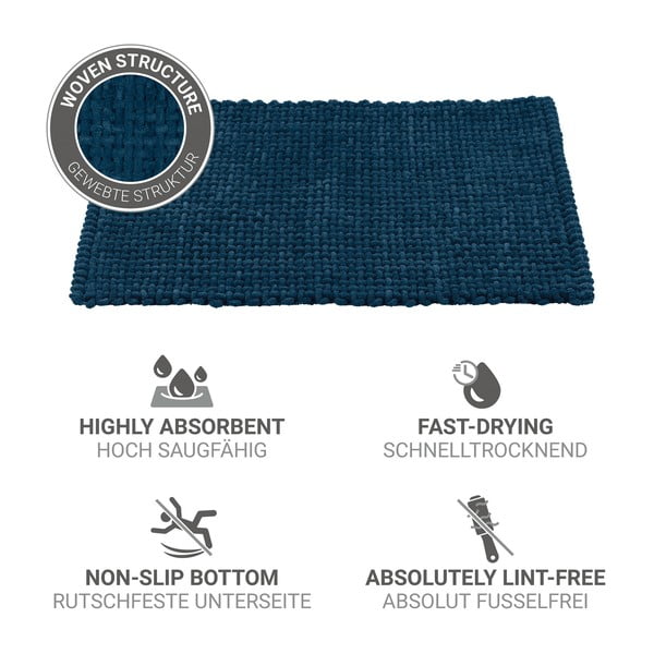 Tumši zils tekstila vannas istabas paklājiņš 50x80 cm Covelo – Wenko-image-4