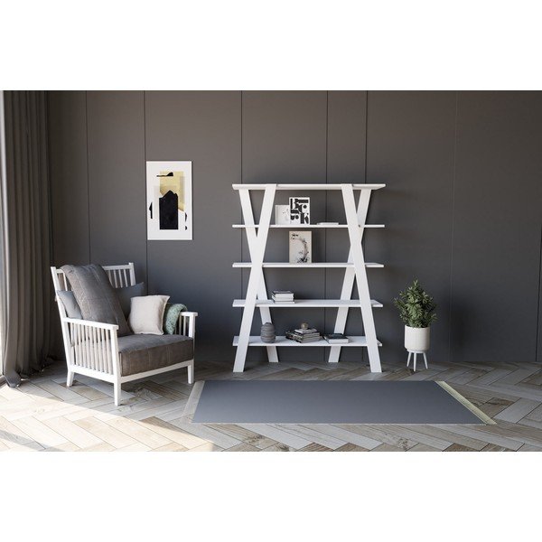 Balts grāmatu plaukts 120x150 cm Conde – Kalune Design-image-3