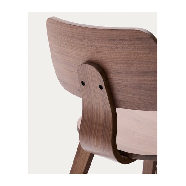Tumši brūns pusdienu krēsls ar riekstkoka imitāciju Gena – Kave Home-image-4