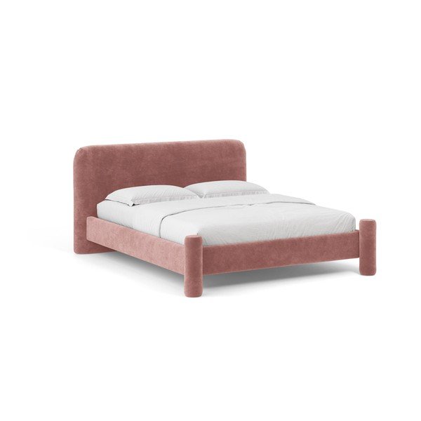 Rozā polsterēta divvietīga gulta ar redelēm 140x200 cm Vera – Micadoni 