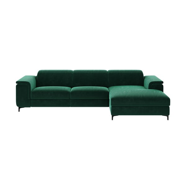 Tumši zaļš samta stūra dīvāns (labais stūris) Brito – MESONICA