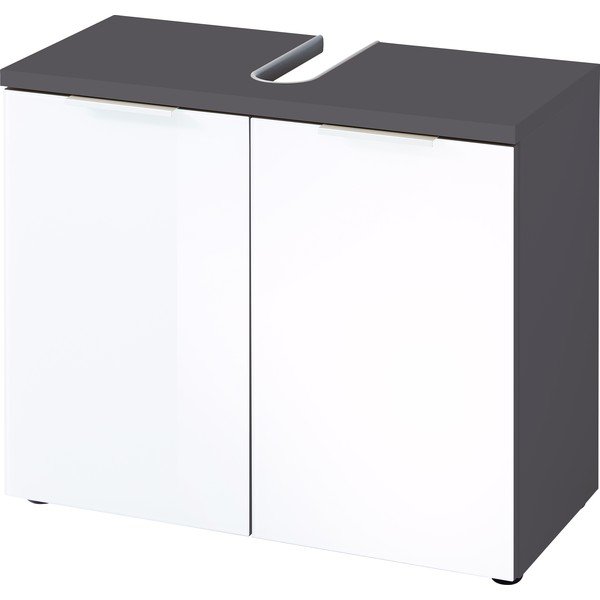 Balts ar pelēku skapītis zem izlietnes Germania Pescara, platums 70 cm-image-2