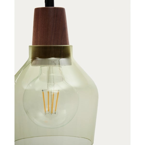 Zaļa/tumša dabīga toņa piekaramā lampa ar stikla abažūru ø 13,5 cm Silex – Kave Home-image-3