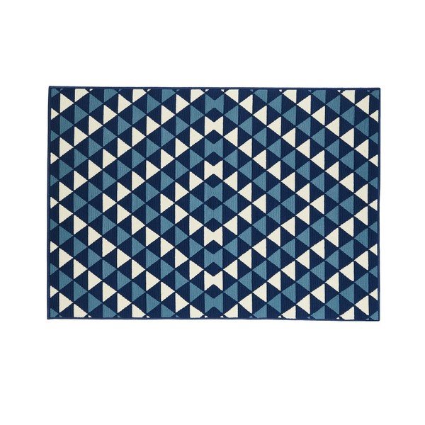 Tumši zils āra paklājs Floorita Triangles, 133 x 190 cm-image-1