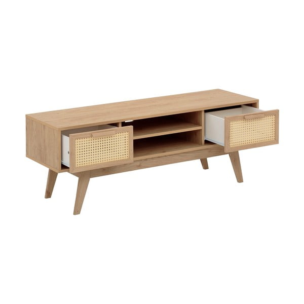 Dabīga toņa TV galdiņš ar ozolkoka imitāciju 128x47 cm Bridget – Støraa-image-2