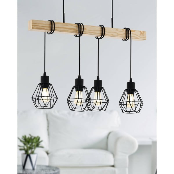 Melna/dabīga toņa piekaramā lampa ar metāla abažūru TOWNSHEND 5 – EGLO-image-1
