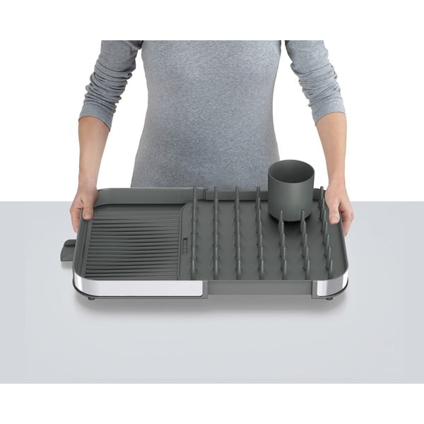 Pelēks nerūsējošā tērauda pielāgojams trauku žāvētājs 35x39 cm Duo – Joseph Joseph-image-1