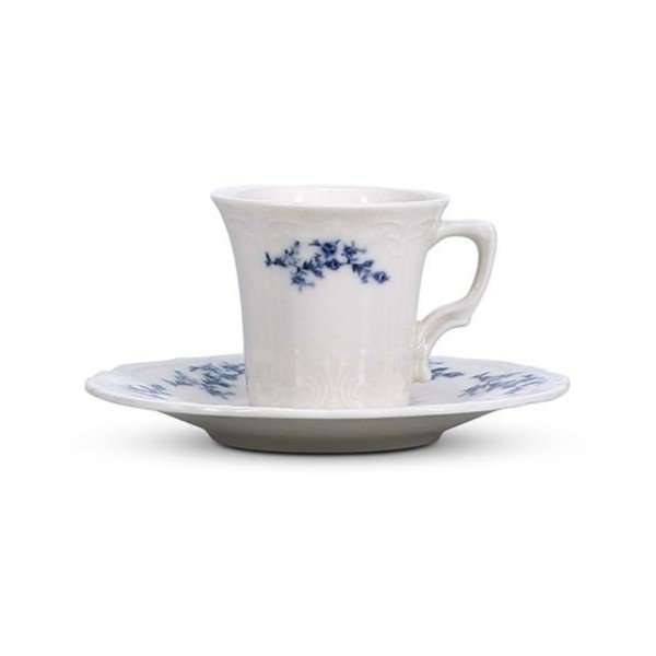 Balta/zila espreso porcelāna tasīte 110 ml Retro – BonBistro-image-3