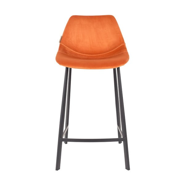 2 oranžu bāra krēslu komplekts ar samta apdari Dutchbone, augstums 91 cm-image-1