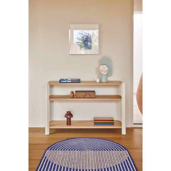 Krēmkrāsas/gaiša dabīga toņa plaukts ar ozolkoka imitāciju 126x84x43 cm Bona – Teulat-image-1