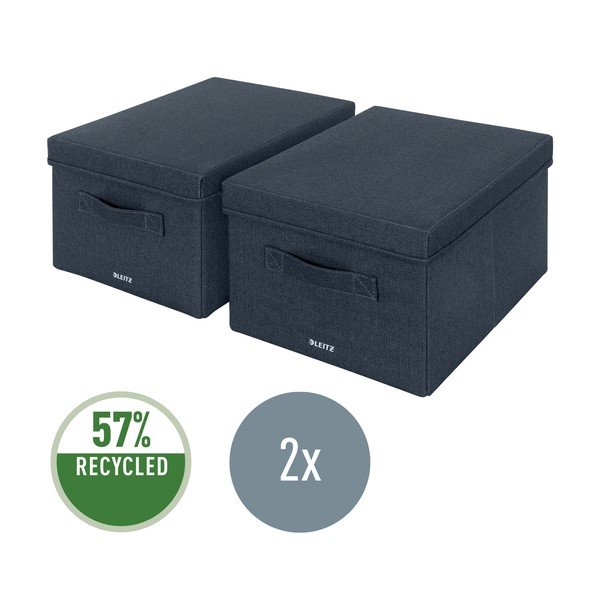 Tumši pelēkas tekstila uzglabāšanas kastes (2 gab.) ar vāku 28.5x38x20 cm – Leitz-image-4