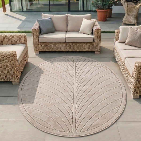 Bēšs apaļš iekštelpu un āra paklājs ø 80 cm Nova 1204 – Ayyildiz Carpets-image-1