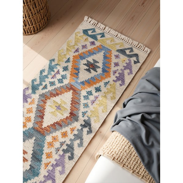 Divpusējs/ar rokām darināts vilnas celiņa paklājs 60x190 cm Kamal Oasis – Nouristan-image-2