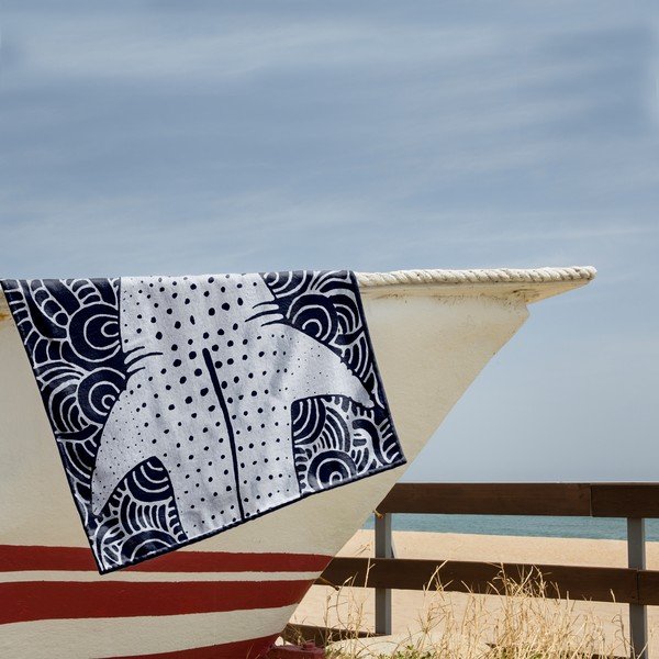 Tumši zils pludmales dvielis 90x180 cm Shark – DecoKing-image-1