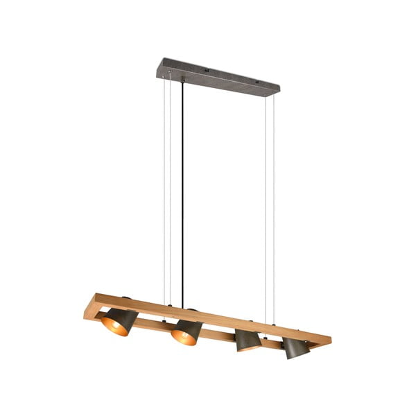 Pelēka/dabīga toņa piekaramā lampa Bell – Trio-image-2