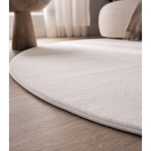 Krēmkrāsas mazgājams apaļš paklājs ø 160 cm Pouffy – Ayyildiz Carpets-image-1