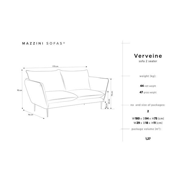 Mazzini Sofas Verveine pelēks dīvāns, garums 175 cm-image-3