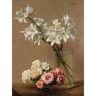 Gleznas reprodukcija Henri Fantin-Latour – Roses and Lilies, 45 x 60 cm