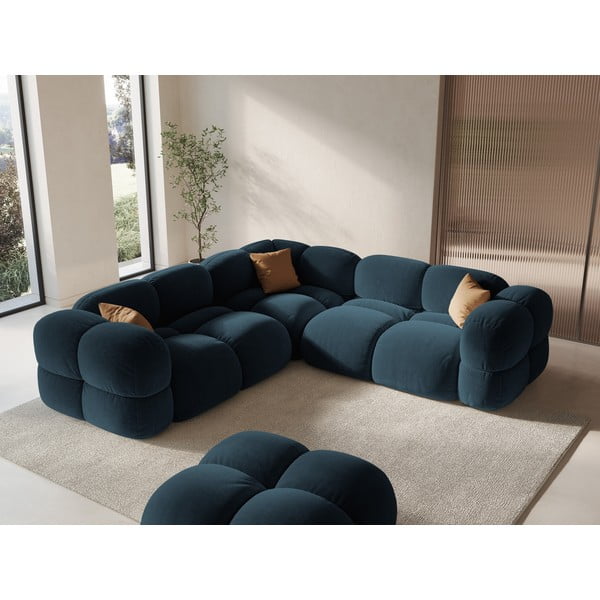 Tumši zils samta stūra dīvāns Loretto – Cosmopolitan Design-image-1