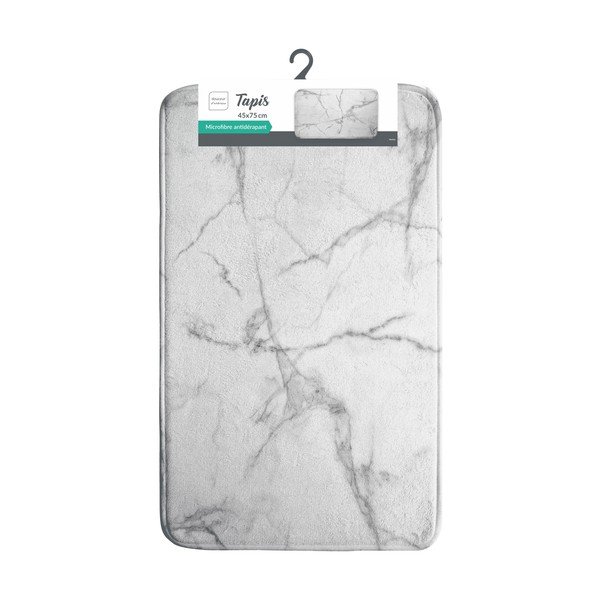Balts/pelēks tekstila vannas istabas paklājiņš 45x75 cm Marbre – douceur d'intérieur-image-3