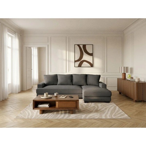 Tumši pelēks velveta salokāms/ar uzglabāšanas vietu stūra dīvāns (ar labo stūri/ar zvilni) Campi – Bobochic Paris-image-2
