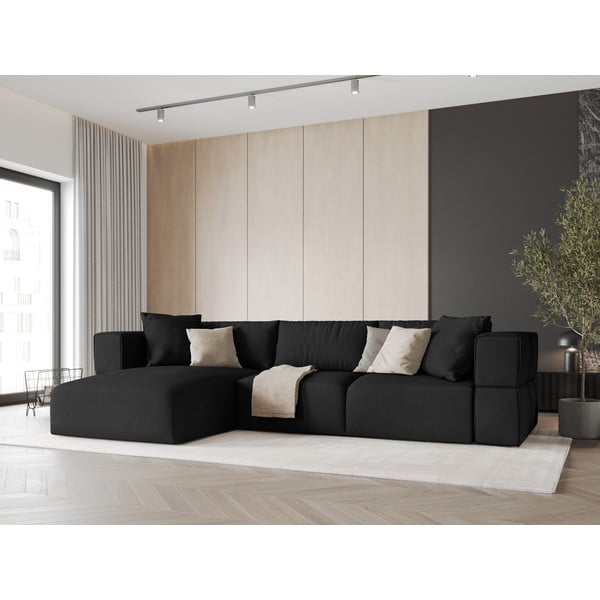 Melns stūra dīvāns (ar kreiso stūri) Esther – Milo Casa-image-1