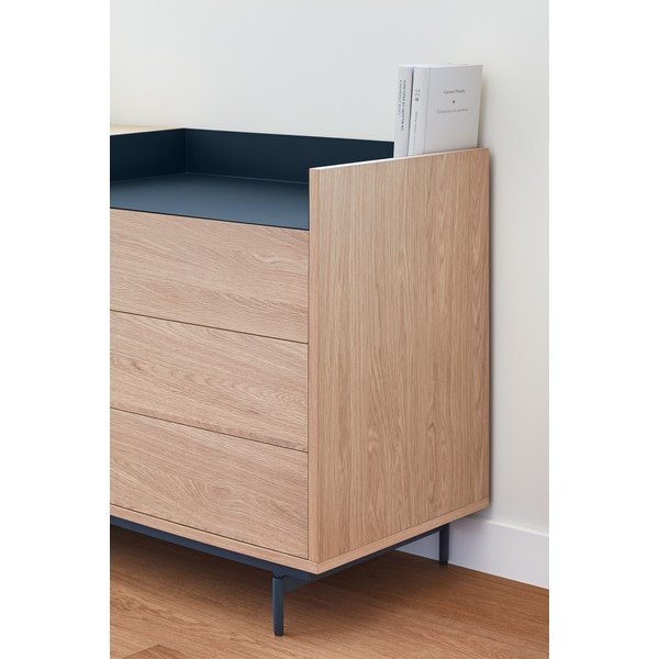 Gaiši brūna kumode ar zilām detaļām Teulat Valley, platums 150 cm-image-3