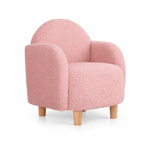 Rozā bērnu atpūtas krēsls no buklē auduma Moylo – Artie