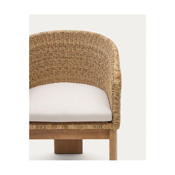 Dabīga toņa polsterēts/rotangpalmas dārza krēsls Xoriguer – Kave Home-image-4