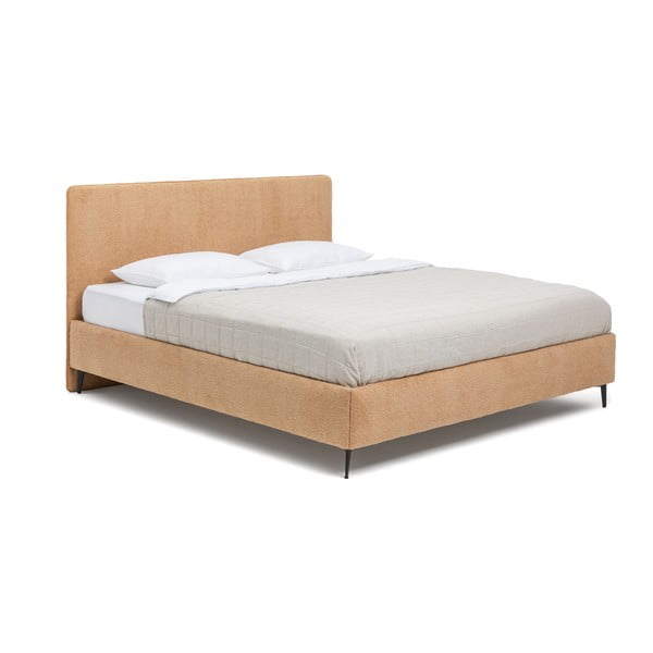 Sinepju dzeltena polsterēta divvietīga gulta ar matraci un redelēm 160x200 cm Noira Slim – Bonami Selection-image-3