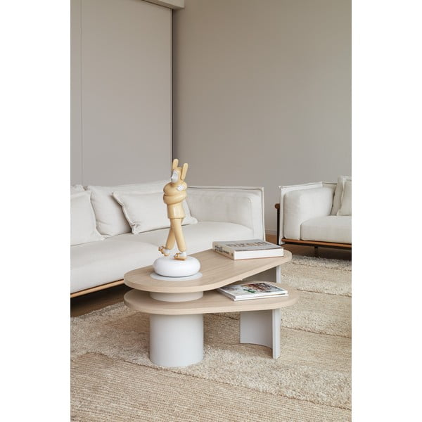 Krēmkrāsas/dabīga toņa žurnālgaldiņš ar oškoka imitāciju 50x120 cm Nori – Teulat-image-1