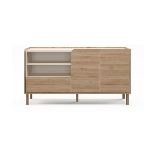 Dabīga toņa kumode ar ozolkoka imitāciju 141x75,5x44 cm Monza – Marckeric