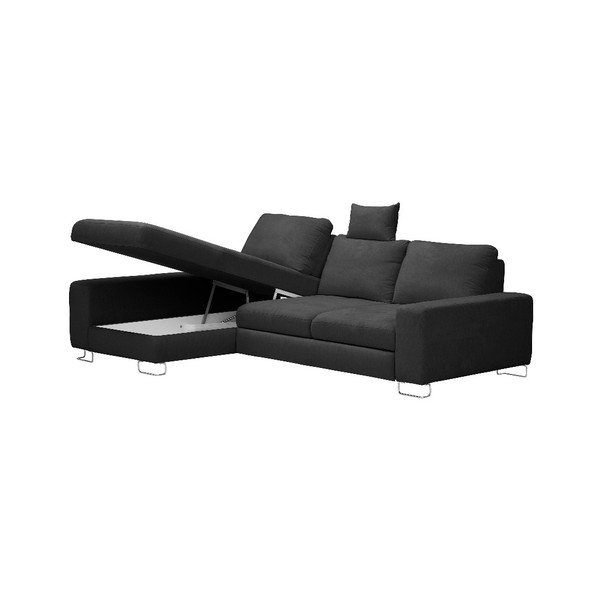 Tumši pelēks stūra dīvāns-lova Windsor & Co Sofas, kreisais stūris Alpha-image-3