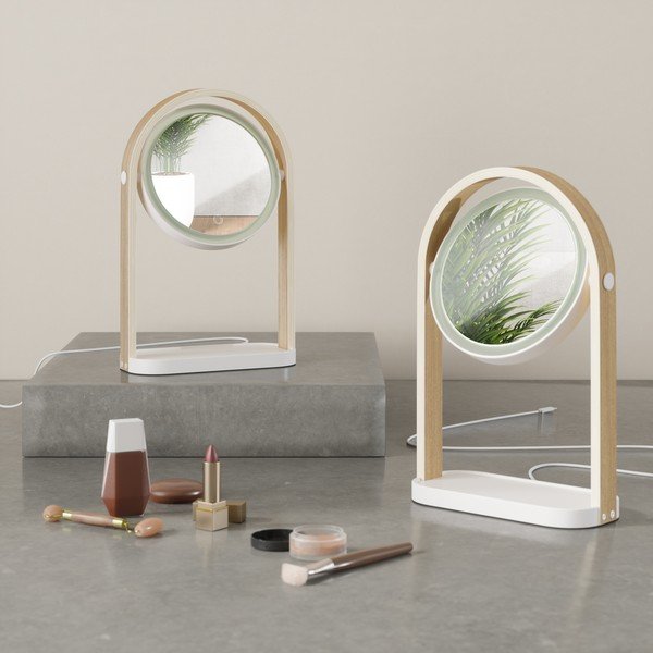 Kosmētikas spogulis ar masīvkoka rāmi (ar 10x palielinājumu) 12x38 cm Bellwood – Umbra-image-2
