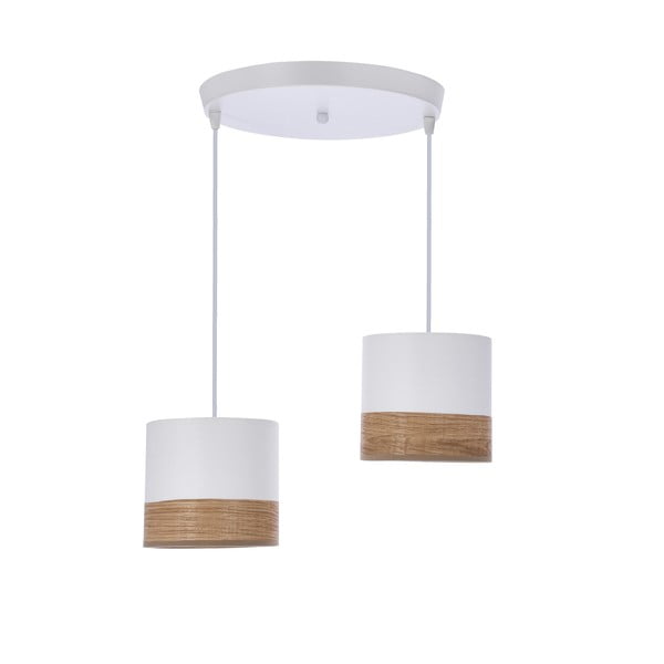 Balta piekaramā lampa ar ar auduma/finiera abažūru ø 15 cm Bianco – Candellux Lighting