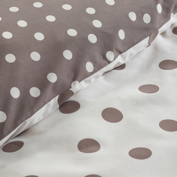Balta/tumši brūna divguļamā gultas veļa 200x200 cm Polka Dot – Catherine Lansfield-image-4