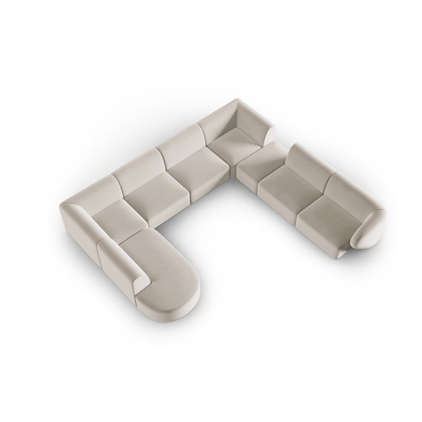 Bēšs samta stūra dīvāns (ar labo stūri/U veida) Paolo – Milo Casa-image-1