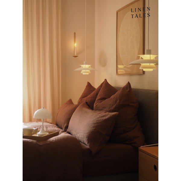 Tumši brūna vienguļamā lina gultas veļa 140x200 cm Chocolate – Linen Tales-image-1