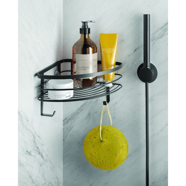 Melns sienas vannas istabas stūra plaukts Metaltex Origin-image-1