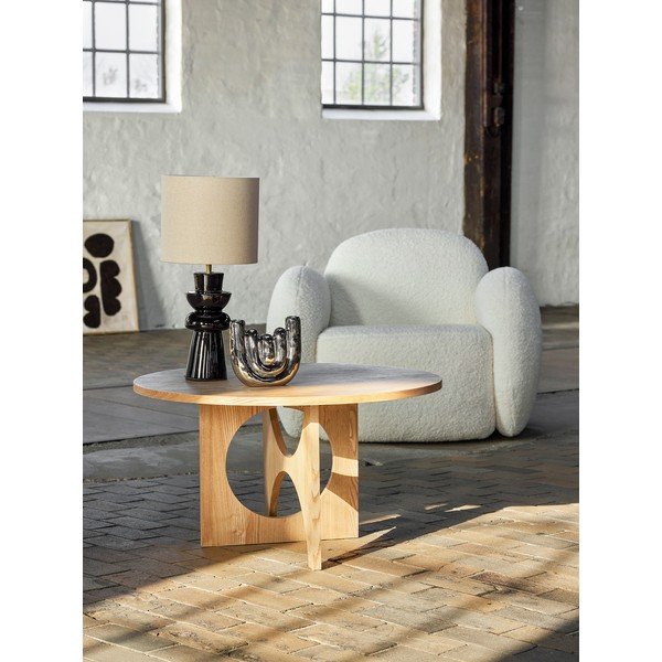 Dabīga toņa apaļš žurnālgaldiņš ar egles koka imitāciju ø 80 cm Alden – Bloomingville-image-3