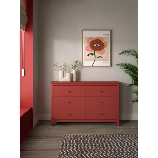 Sarkana zema kumode no priedes 130x80 cm Misti – Marckeric-image-1