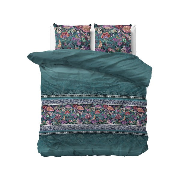 Zaļa divvietīga gultasveļa Sleeptime Paisley, 200 x 220 cm